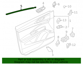 Front left glass seal VW Taos 22-25
