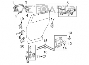 Rear left door handle mechanism for Toyota Highlander 2013