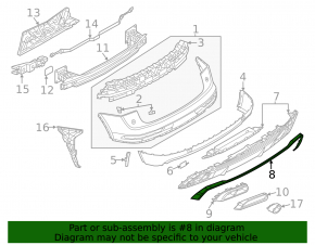 Audi Q5 80A 21-24 rear bumper molding, gloss black, S-Line