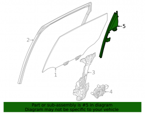 Rear left door glass guide for Nissan Murano 25-26 with trim