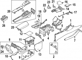 Left side center console trim for Hyundai Sonata 20-22, gray, scratched