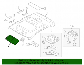 Right sun visor for Hyundai Elantra AD 19-20, gray, without hook