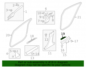 Door sill trim rear outer left Kia Forte 4d 17-18 rest black, broken fasteners
