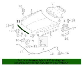 Sealing rubber for the hood-bumper bumper Mercedes E-class W212 14-16