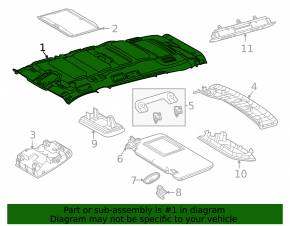 2021-2024 Toyota Sienna headliner under the sunroof, gray, bare, needs cleaning, torn air duct