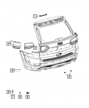 Tailgate number plate light left Jeep Grand Cherokee WK2 17-21