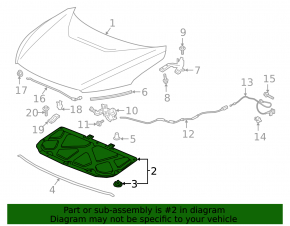 Honda Clarity 18-21 usa hood insulation
