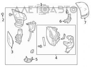 Right side mirror assembly Honda CRV 17-22 9 pins, turn signal, BSM, heated, blue
