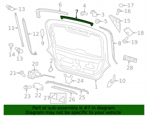 Rubber seal trunk door central upper Porsche Panamera 10-16 on the door