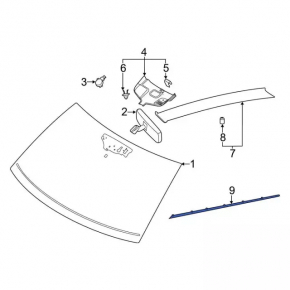Right windshield molding Ford Explorer 20 - broken mount