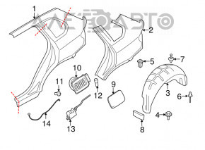 Quarter wing rear left BMW X5 F15 14-18 on the body, black
