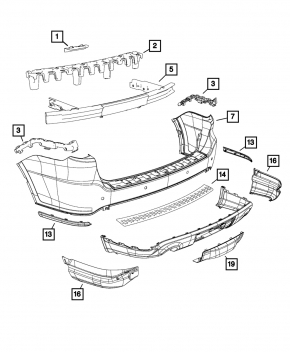 Rear Bumper Reinforcement Jeep Grand Cherokee WK2 11-15