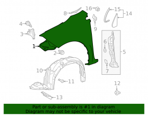 Front left wing Toyota Corolla 14-19