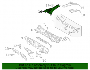 Windscreen wiper grille plastic left VW Tiguan 18-24