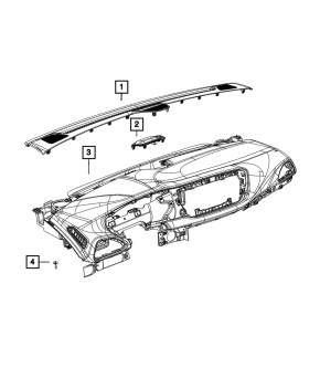 Chrysler Pacifica 17-24 black dashboard with airbag, scratches, broken mount