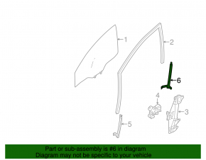 Front left rear door glass guide Nissan Sentra 13-16