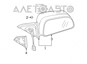 Left side mirror assembly for Mitsubishi Galant 2012 USA pre-rest 3-pin, gray