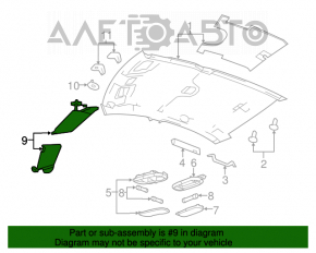 Left visor Chrysler 200 11-14 beige