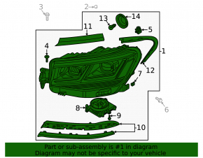 Right front headlight for VW Atlas 21-23 LED, complete with chrome trim and headlight assembly