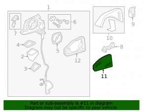 Left mirror element for Audi Q7 17-26, heated, auto-dimming