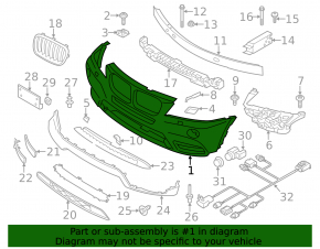 Bare front bumper BMW X3 F25 11-14 prerest under washer