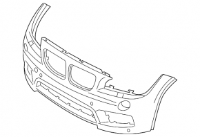 Bare front bumper for BMW X1 E84 13-15 M sport, without parking sensors, for washers
