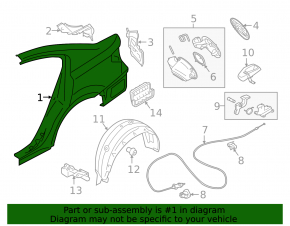 Subaru Legacy 15-19 rear right quarter wing