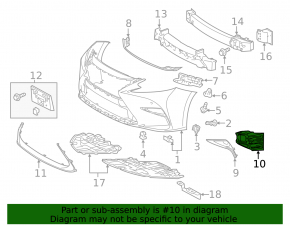 Right fog light mount Lexus ES300h ES350 16-18 rest