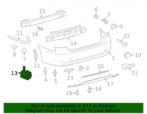 Left lower rear bumper mount for Lexus LS 13-17 rest.