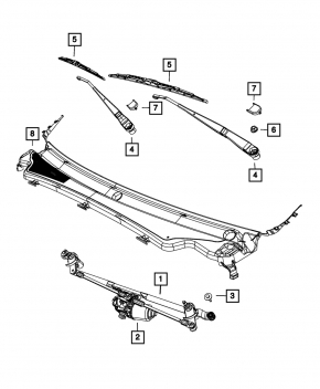 Windscreen wiper linkage with motor Dodge Durango 14-15
