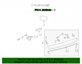 Emblem inscription RX350 tailgate Lexus RX350 10-15
