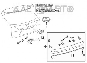 Emblem inscription RX350 tailgate Lexus RX350 10-15
