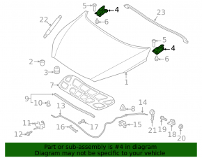 Hood hinge left Kia Sorento 16-20