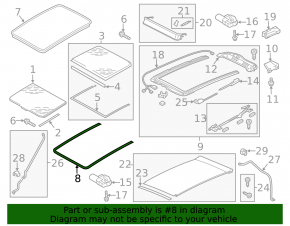 External panoramic window seal for VW Touareg 11-17