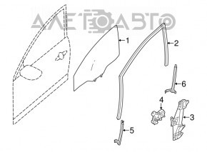 Front right door glass Nissan Sentra 13-17