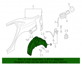 Rear right mudguard Audi A3 8V 15-20 4d, 5d