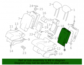 Rear seat back trim, 2nd row, left, Mercedes X247 GLB 20-23, beige leather