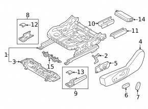 Driver's seat runner trim front left Ford Fusion mk5 17-20 black, structure