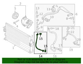 Air conditioning condenser-compressor pipe for Ford Focus mk3 15-18 restyling 1.0T manual transmission