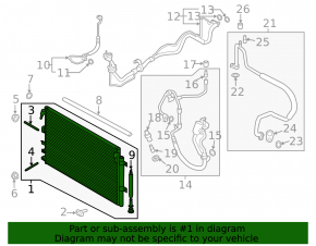 Air conditioning radiator condenser Ford Edge 19- 2.0T, 2.7T TYC