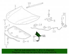 Toyota Avalon 13-18 hood lock with sensor
