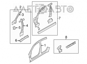Body pillar center right Chrysler 200 11-14
