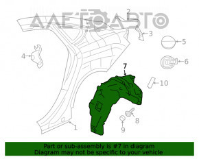 Rear left fender liner Chrysler 200 15-17