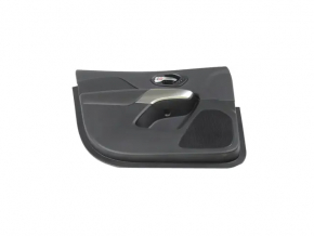 Front left door panel for Jeep Cherokee KL 19-22, black, with black leather insert, leather armrest, gray molding, for seat memory, with handle