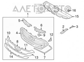 Radiator grill assembly Hyundai Santa FE Sport 13-14 pre-rest, with emblem, chrome finish