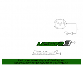 Emblem inscription MAZDA3 trunk lid Mazda 3 14-18 BM