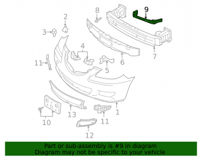 Front bumper mount long right Mazda 3 04-09