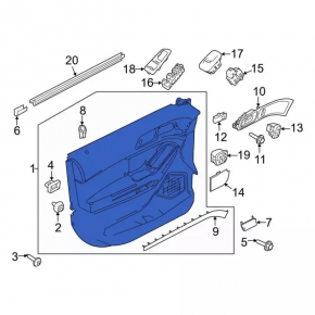 Door trim card rear left Ford Explorer 16-19 rest, leather black, rust