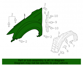 Front right fender Mitsubishi Outlander 10-13