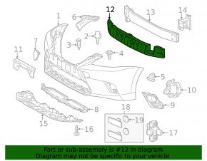 The front bumper absorber of the Lexus CT200h 14-17 is dented.